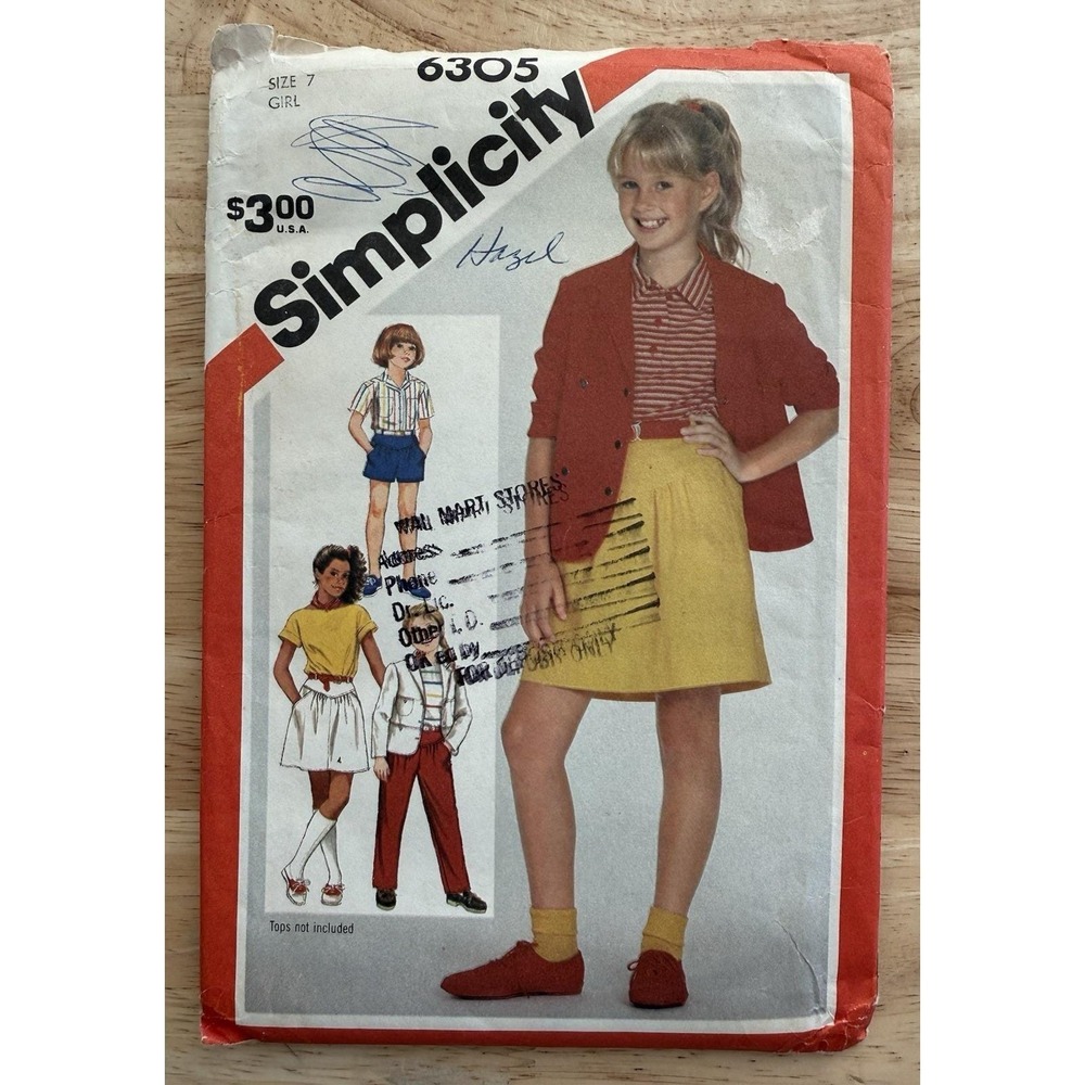 Simplicity Pattern 6305 Girls Pants Or Shorts, Skirt & Unlined Jacket Size 7 UC